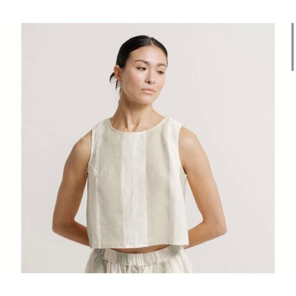 Striped Linen Crop Top - Picture 2 of 11